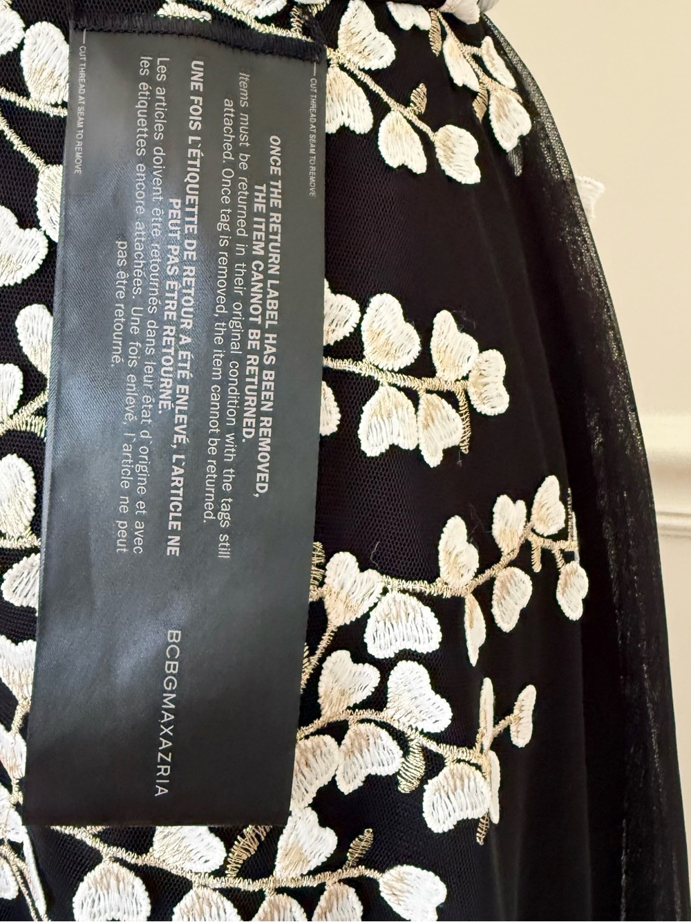 BCBGMaxAzria Black Dress with White Floral Appliqué - Picture 3 of 9